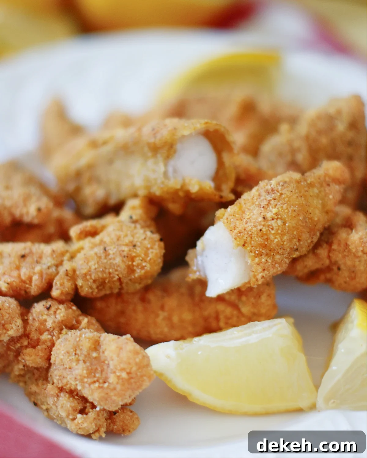 tender, flaky fish with crunchy cornmeal coating