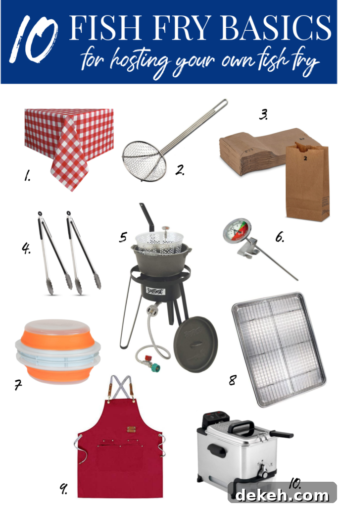 collage of 10 fish fry basics from Amazon