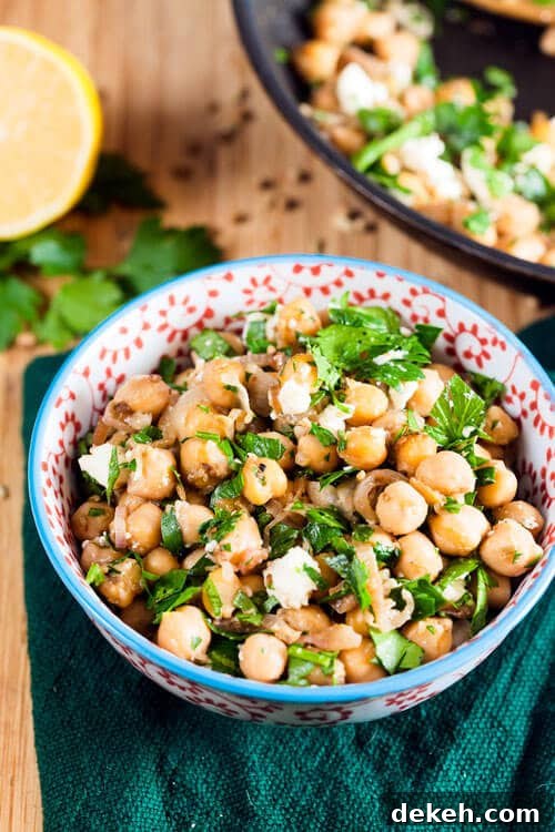 Warm Spiced Chickpeas with Preserved Lemon and Feta