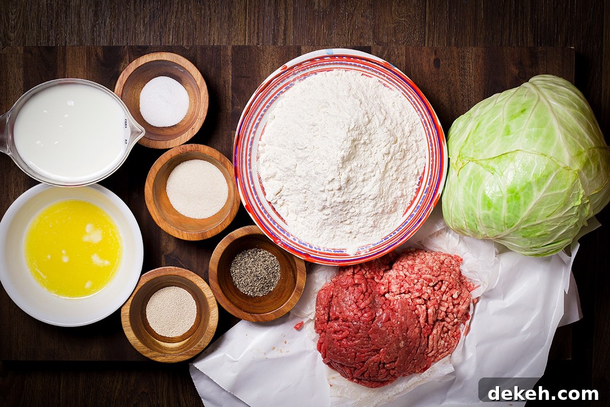 All the ingredients needed to make Kraut Burgers.
