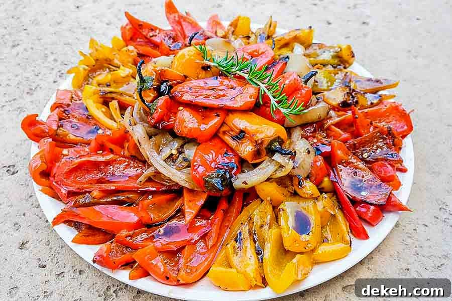 chargrilled peppers on a platter, italian antipasto