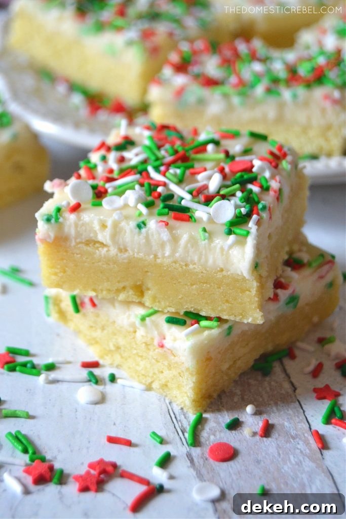 Small stack of two Christmas sugar cookie bars