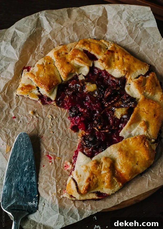 Cranberry Wine Galette with slices removed.