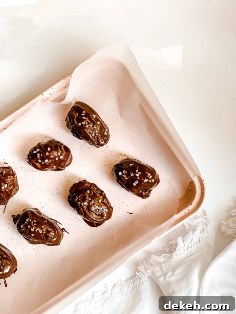 Pink Baking Sheet with Healthy Salted Chocolate Date Candies
