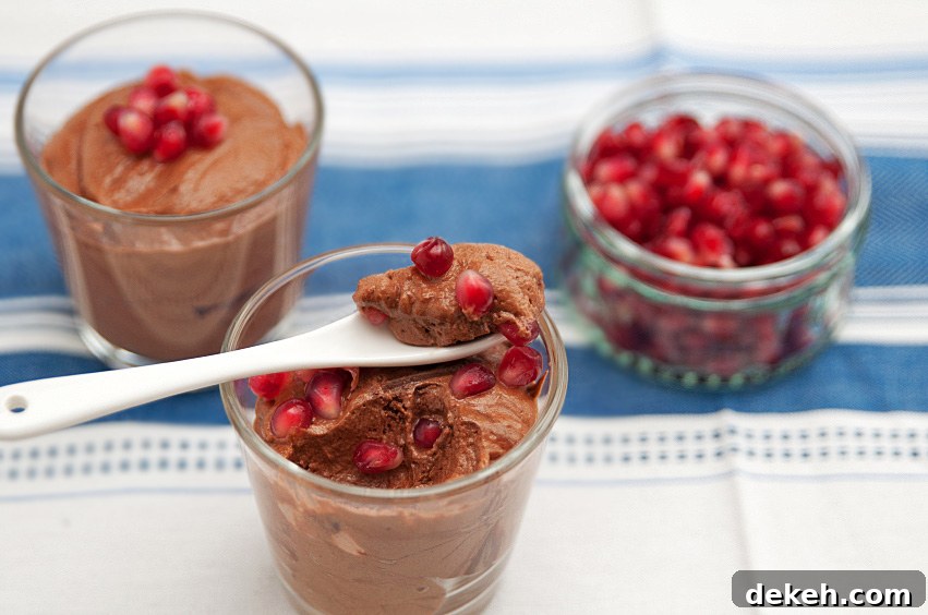 Chocolate Pomegranate Mousse; 2015 Jane Bonacci, The Heritage Cook