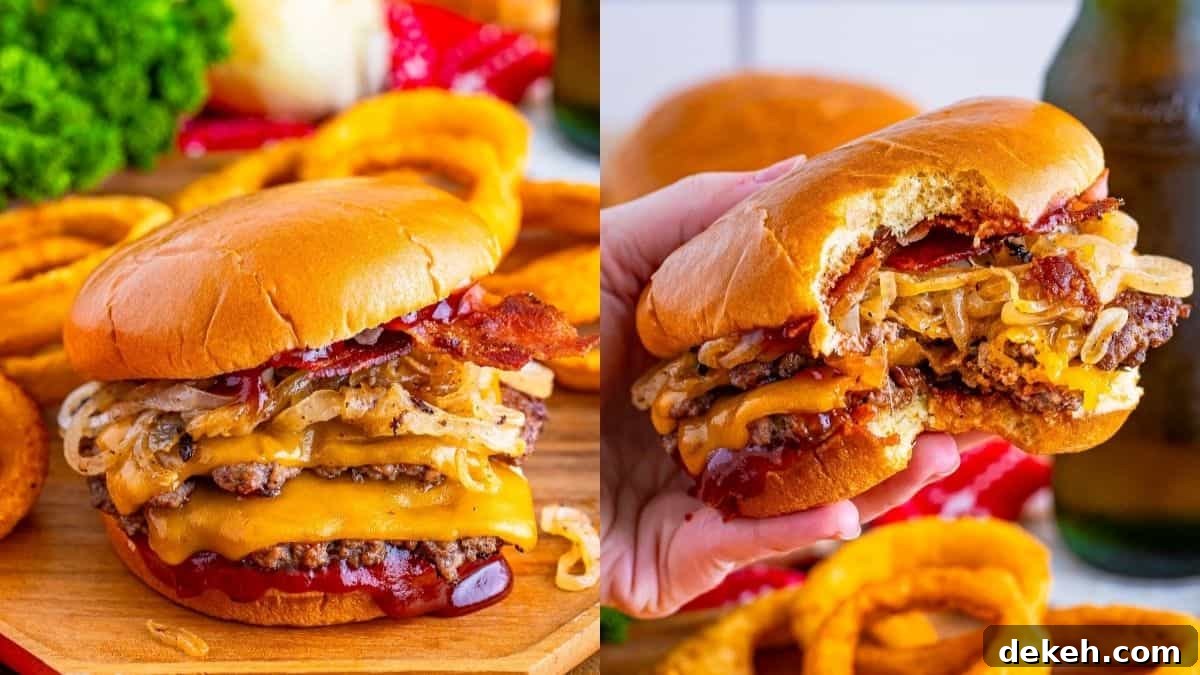 BBQ bacon smash burgers cooked on Blackstone.