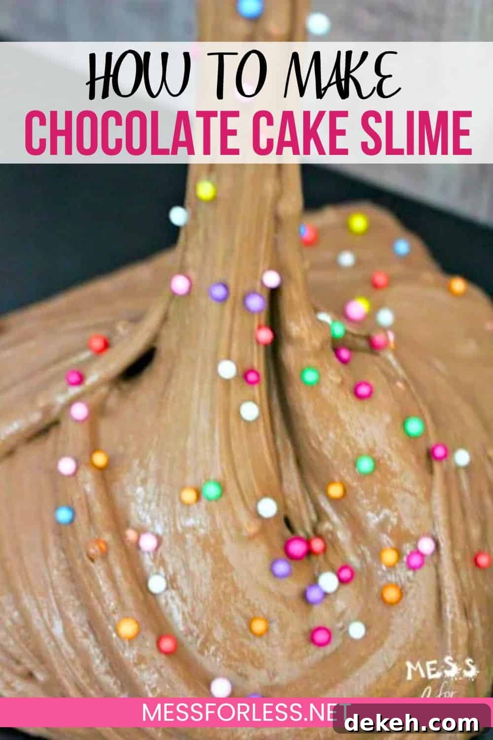 fluffy chocolate birthday cake slime pin