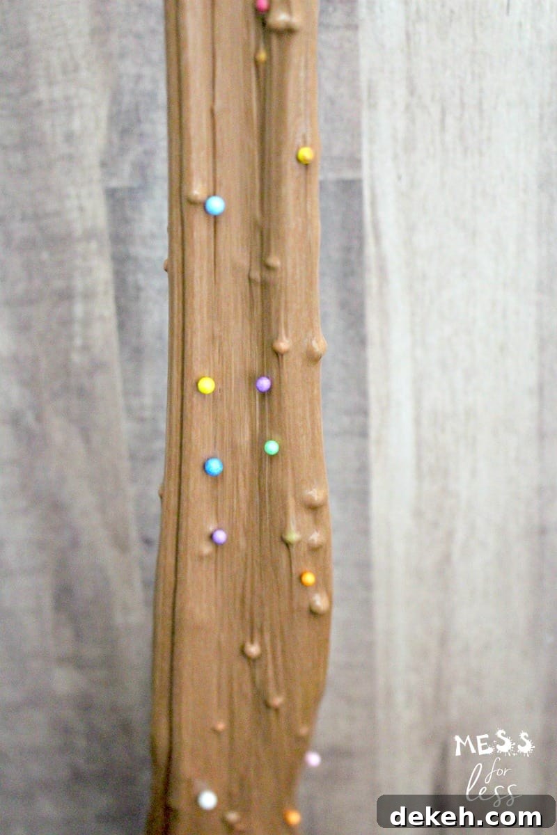 chocolate slime with colorful beads