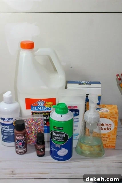 ingredients for Chocolate Birthday Cake Slime