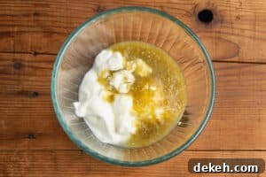 This is a picture of the yogurt sauce being put together.