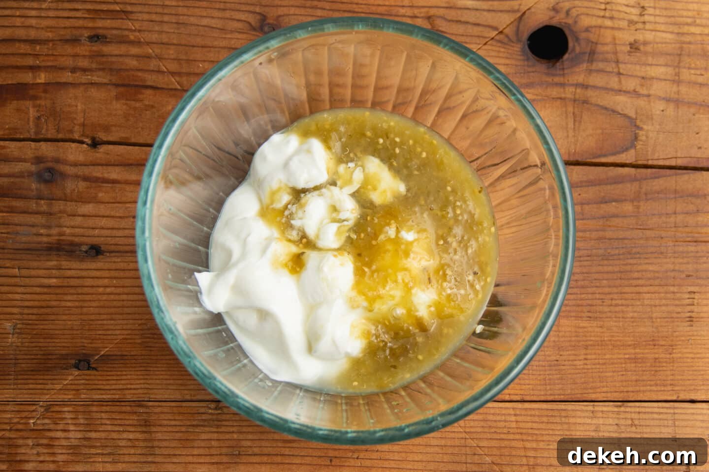 This is a picture of the yogurt sauce being put together.