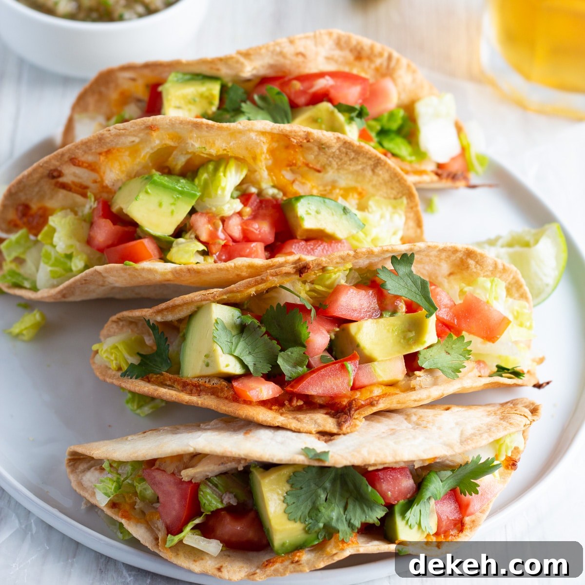 This is a picture of a plate of air fryer chicken tacos.