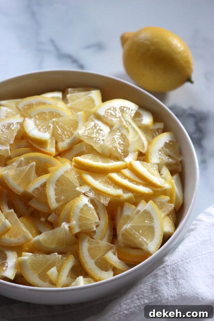Sliced lemons for marmalade