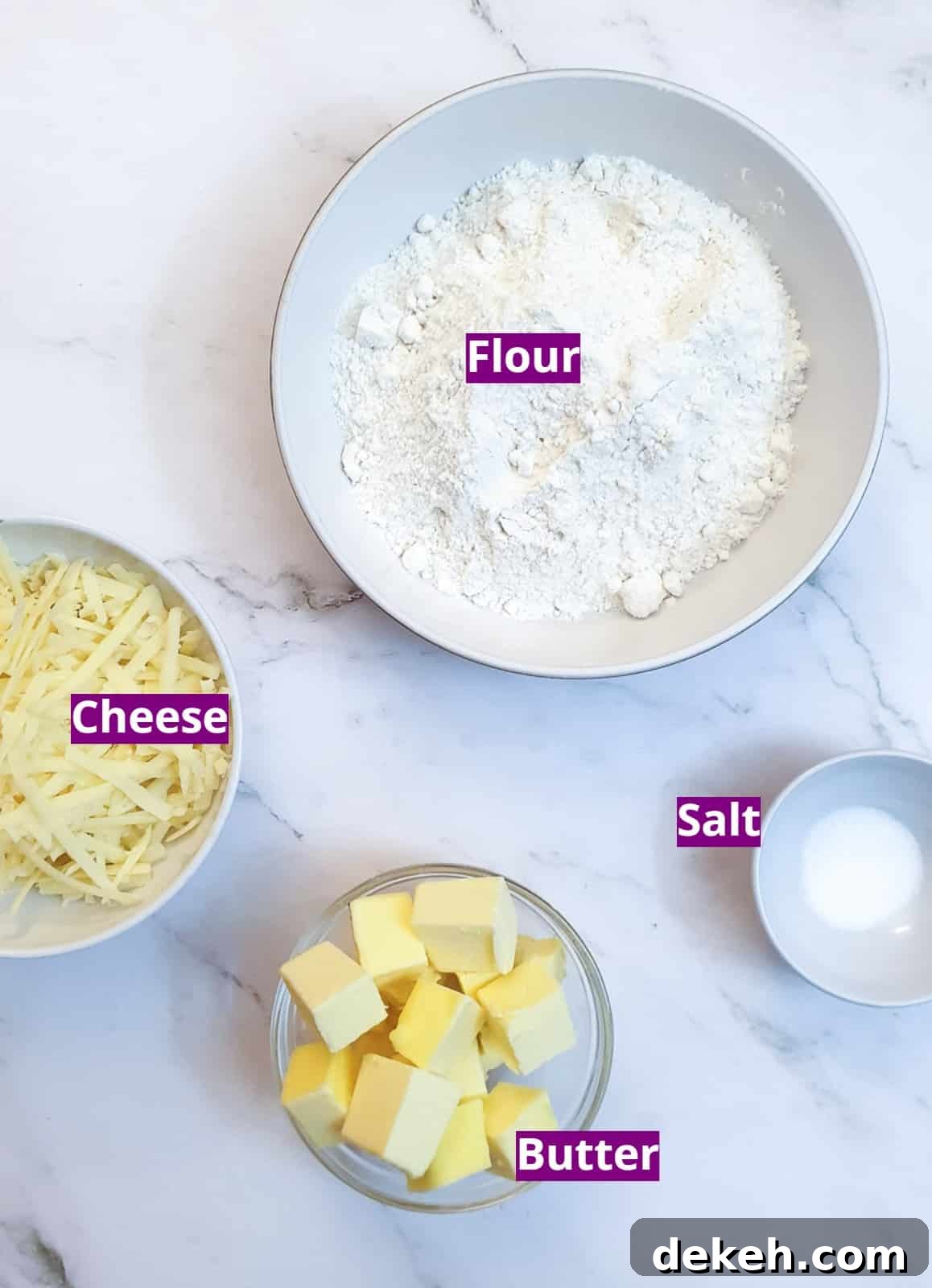 Ingredients for the cheesy pastry.