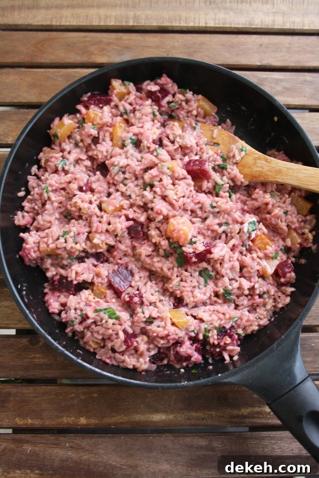 Finished beetroot risotto