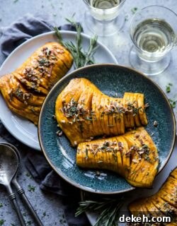Plated hasselback squash