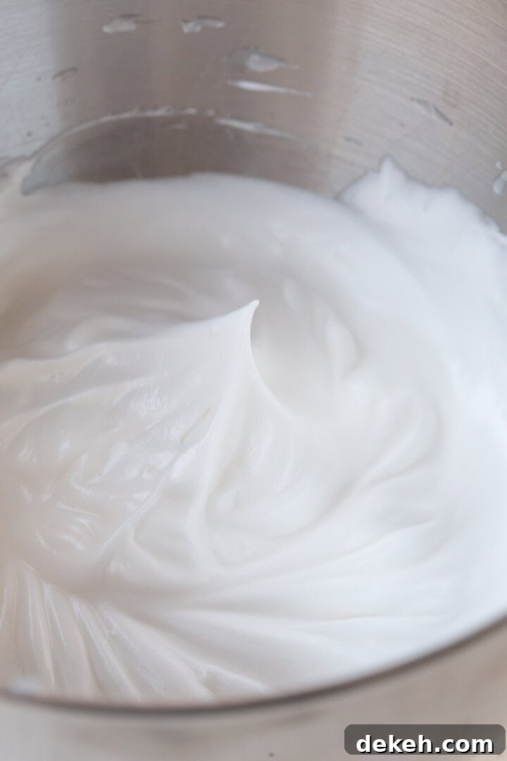 egg whites and sugar beat to soft peaks.
