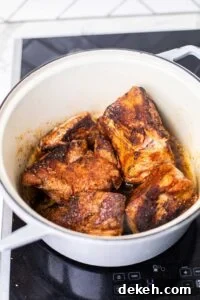 Brown the pork in avocado oil.