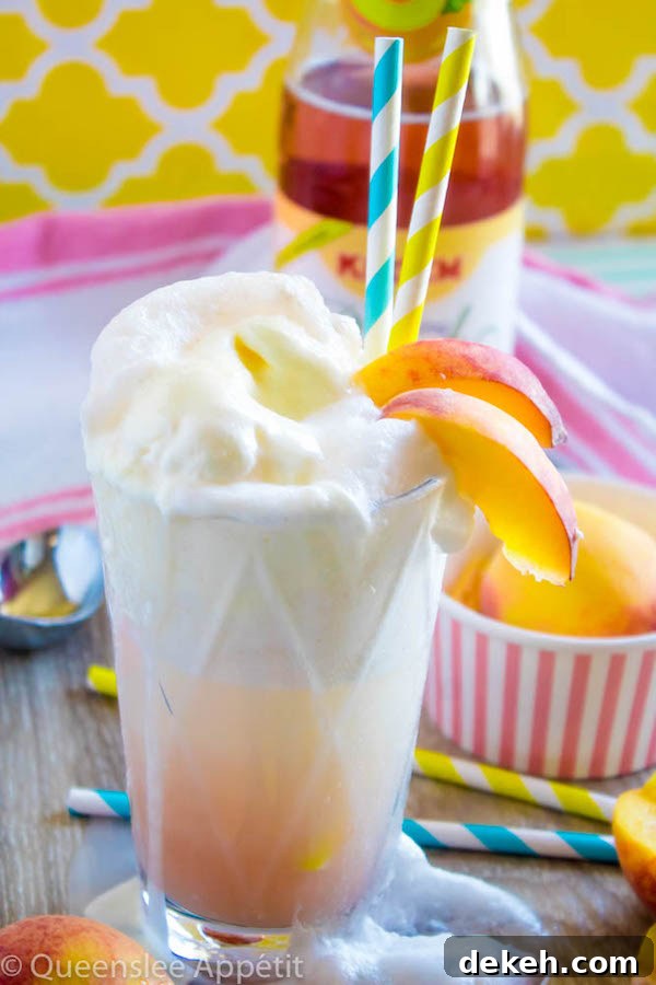 Peaches and Cream Floats served in tall glasses