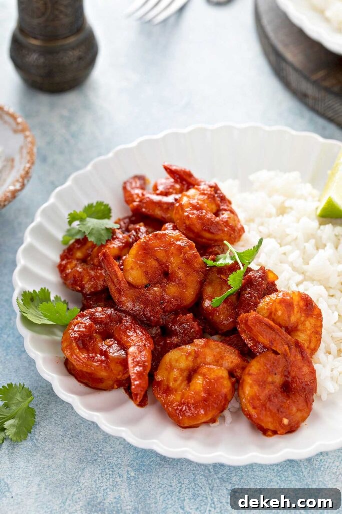 Diablo Shrimp (Camarones a la Diabla) — Spicy Mexican Shrimp Recipe 4 Tender shrimp diablo served with rice
