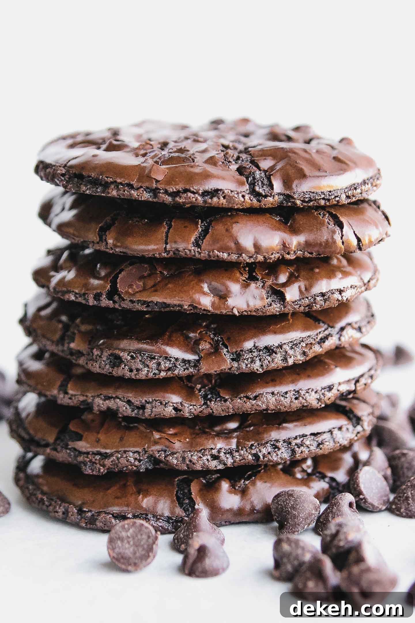 A stack of seven Flourless Chocolate Cookies.