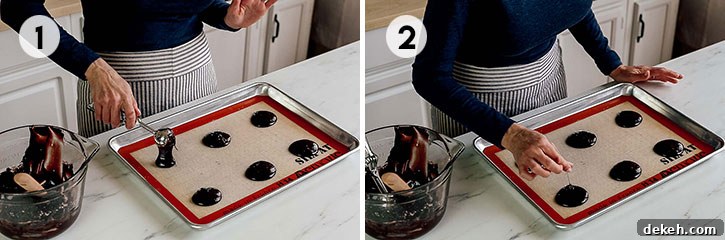 step-by-step photos of making flourless chocolate cookies 1 and 2