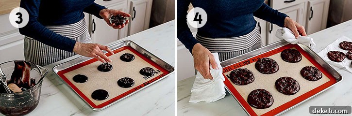 step-by-step photos of making flourless mint chocolate chip cookies 3 and 4