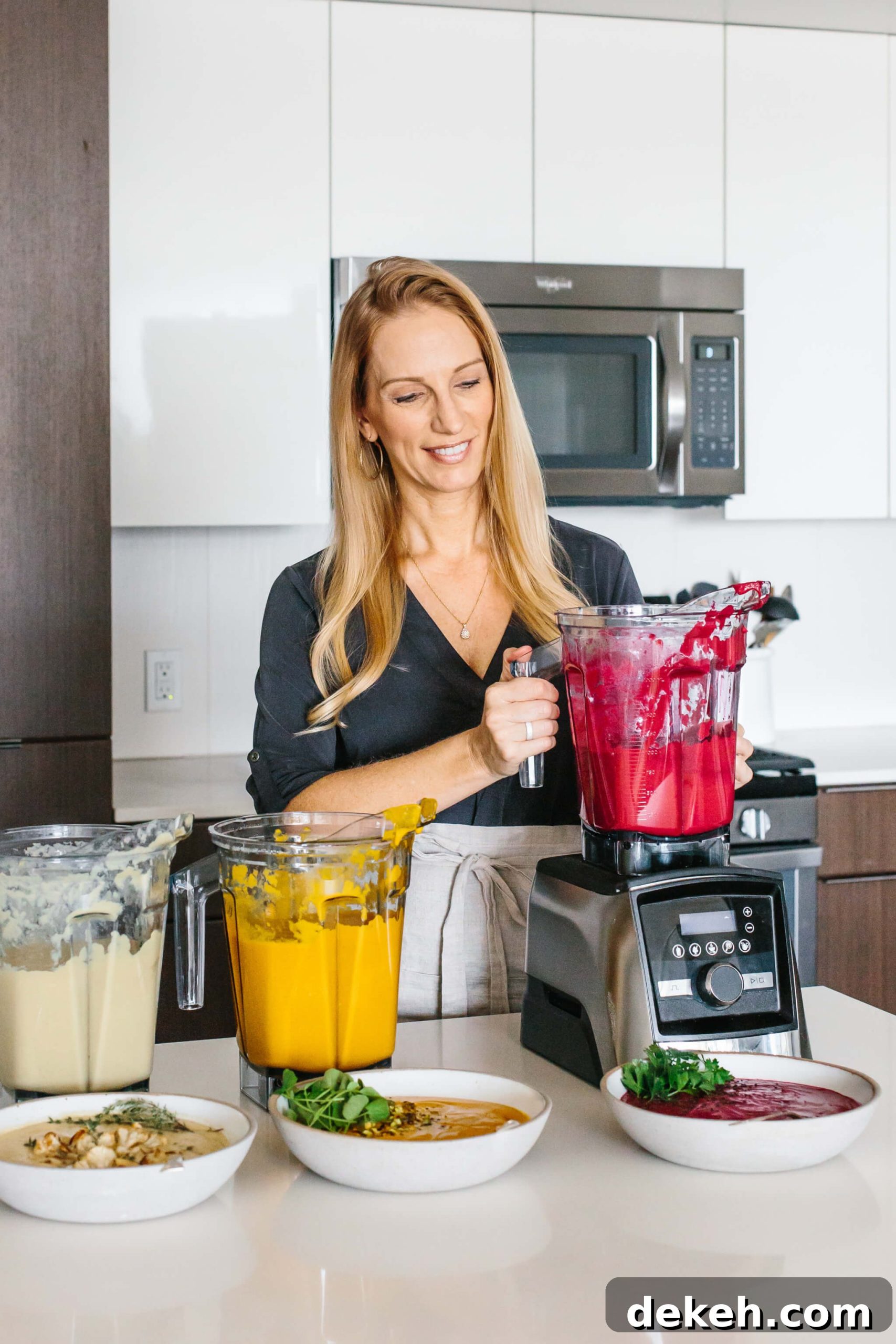 Making soup recipes in Vitamix blender.