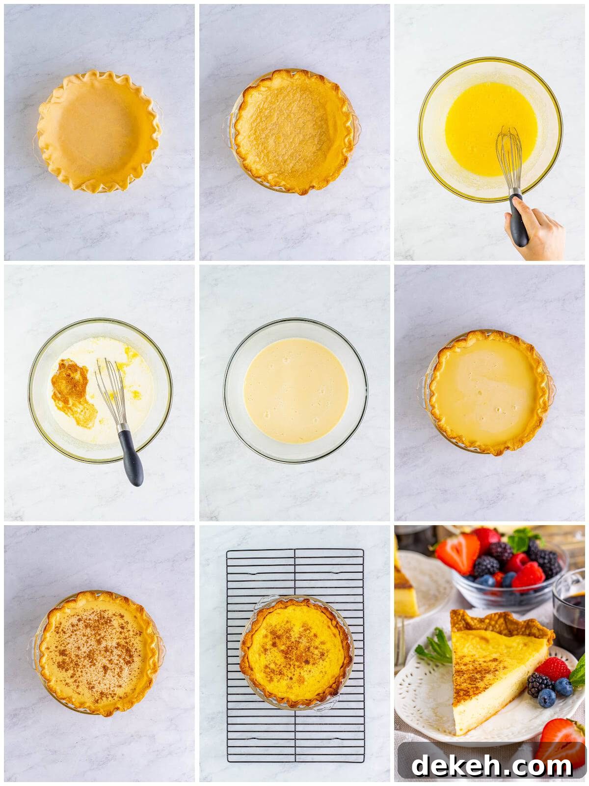 Step by step photos on how to make a Custard Pie.
