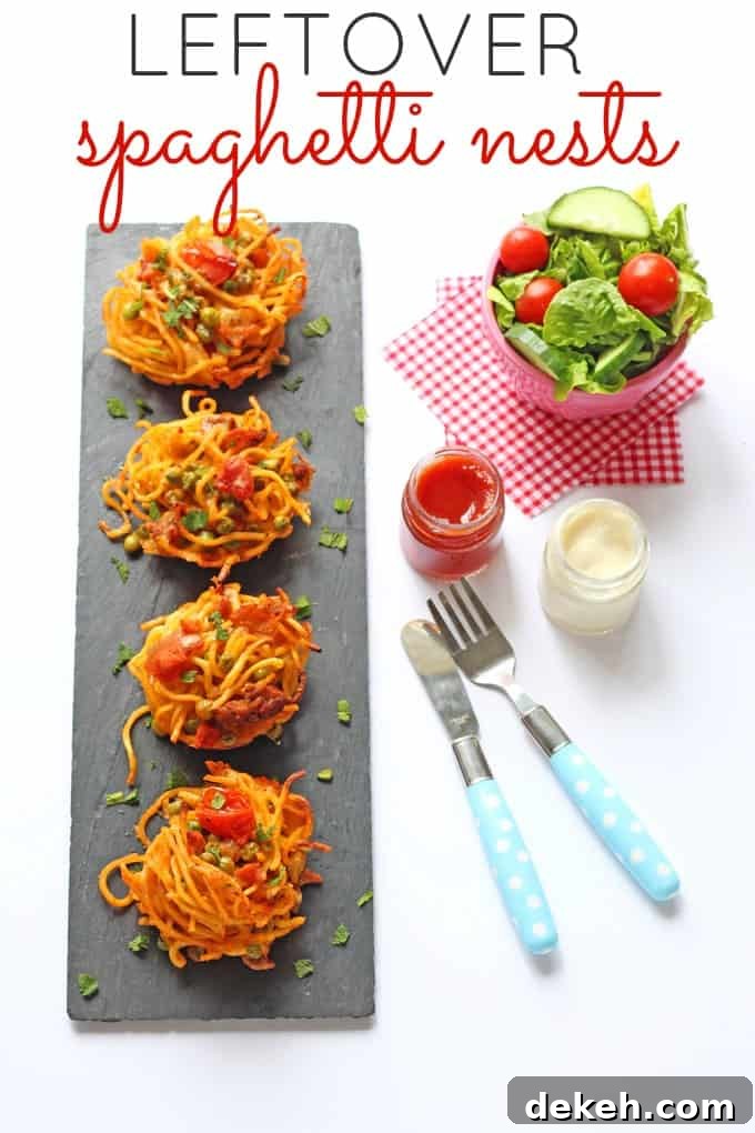 Use your leftover spaghetti bolognese to make these easy and delicious Leftover Spaghetti Nests! | My Fussy Eater Blog