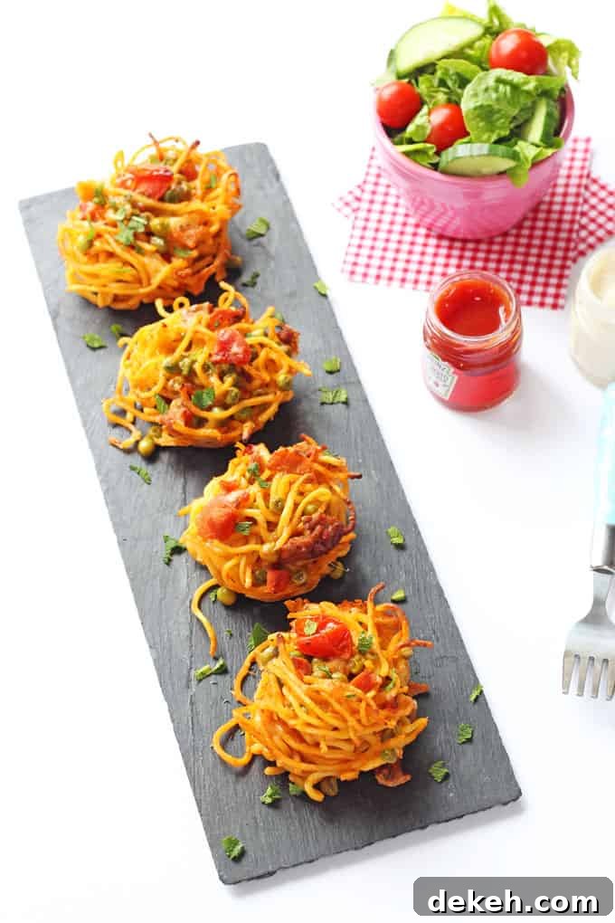 Use that leftover spaghetti to make these easy and delicious Leftover Spaghetti Nests! | My Fussy Eater Blog