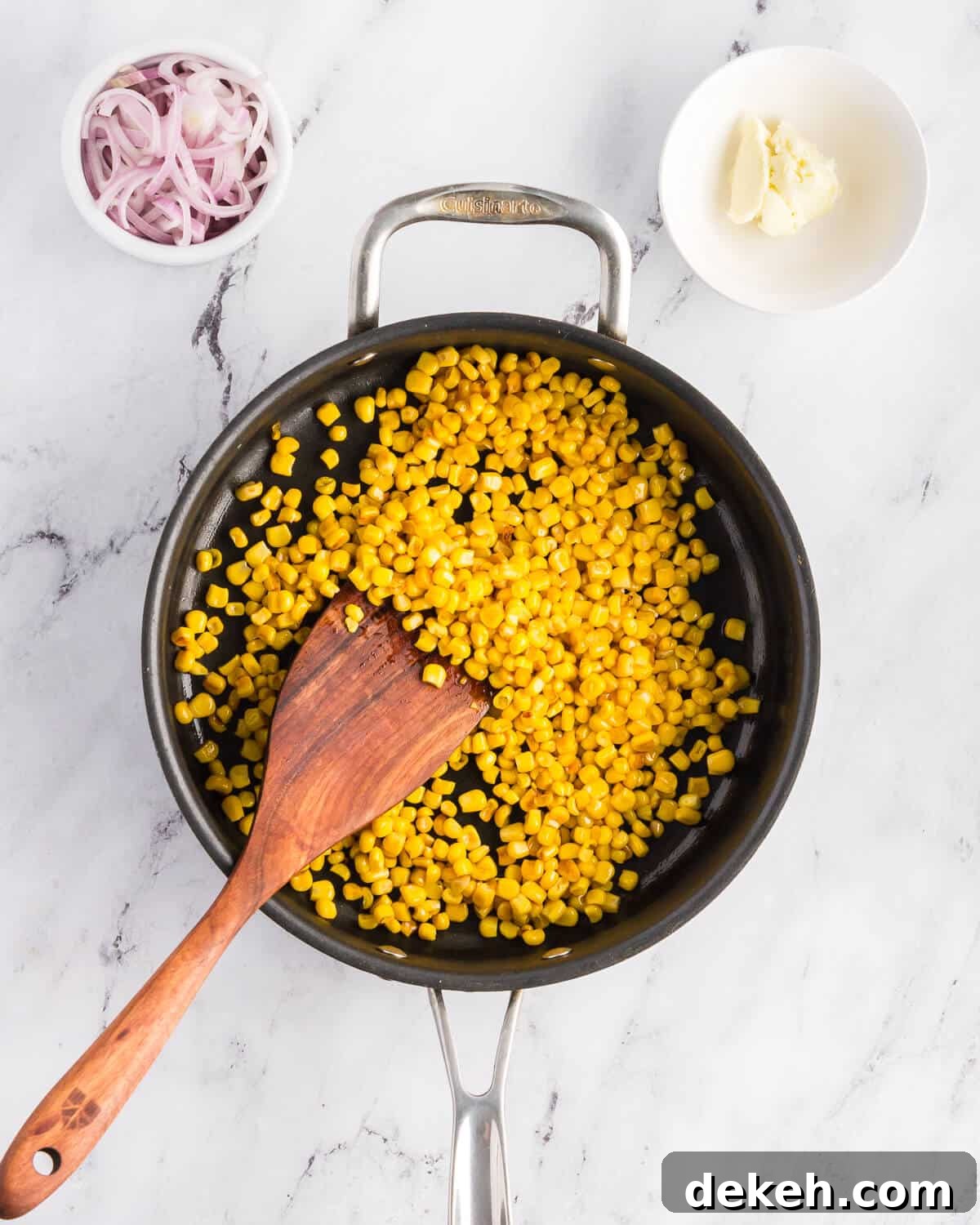 corn in a hot skillet. 
