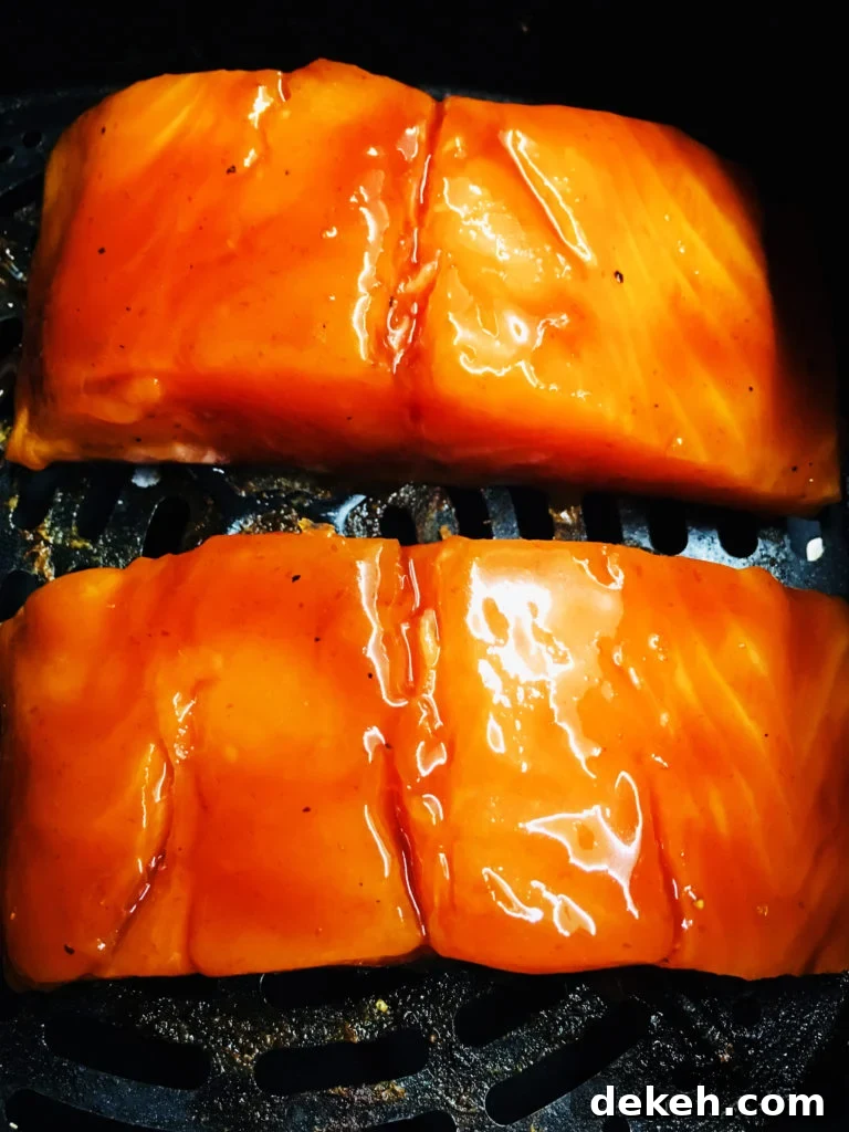 Air Fryer Sriracha Bourbon Salmon