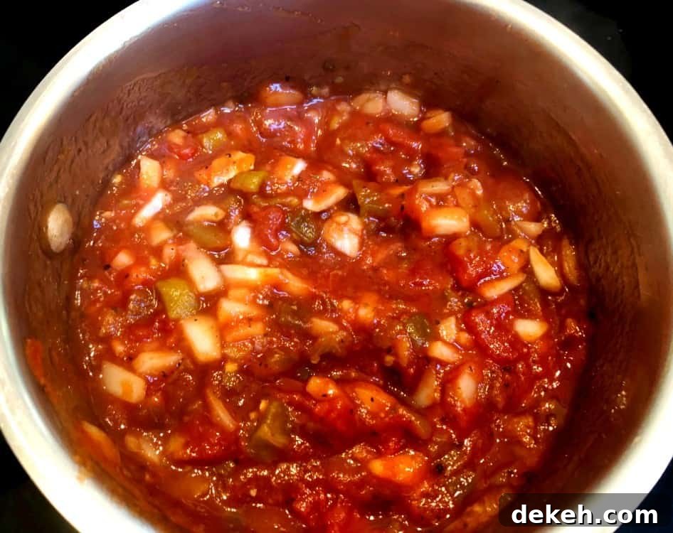 salsa for baked chile rellenos before cooking and pureeing.
