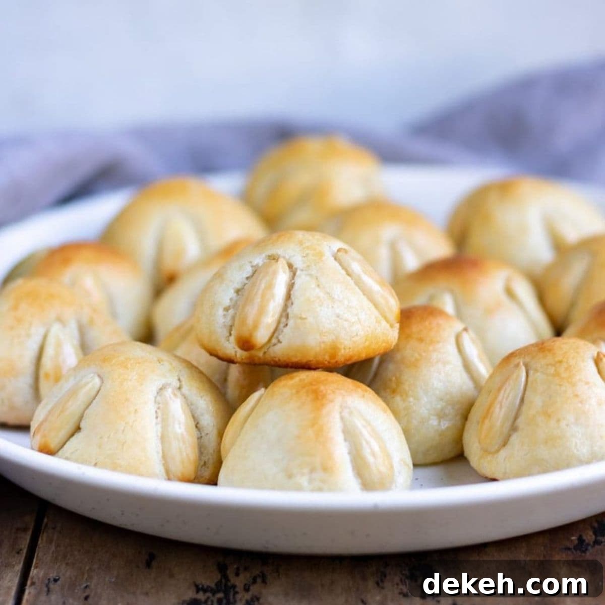 Bethmannchen (German Marzipan Cookies) on a white plate.