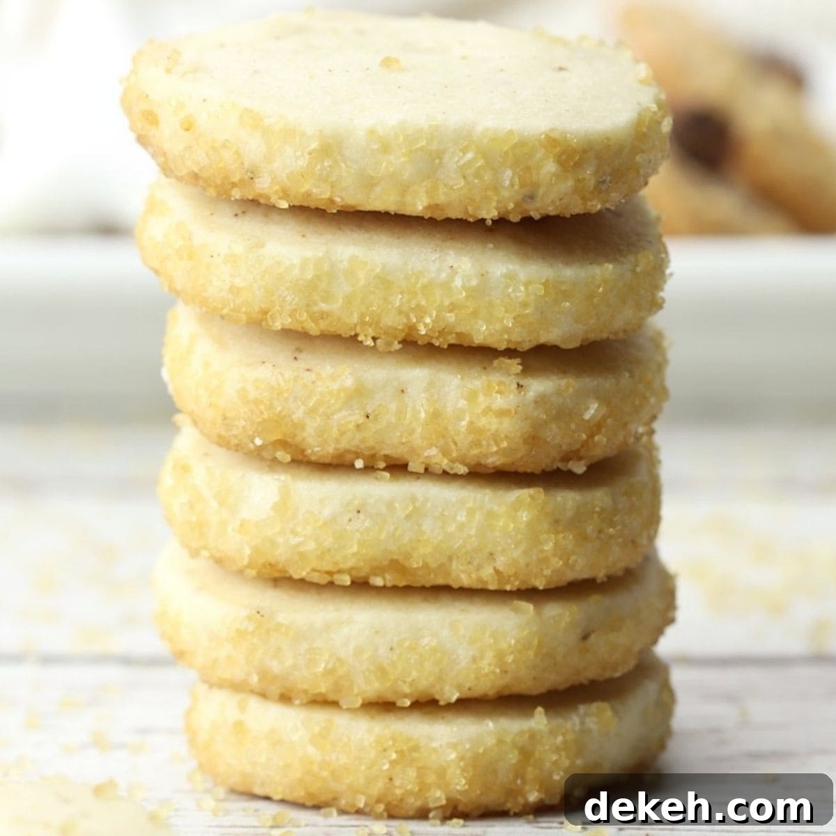 Stack of Heidesand (German browned butter shortbread cookies).