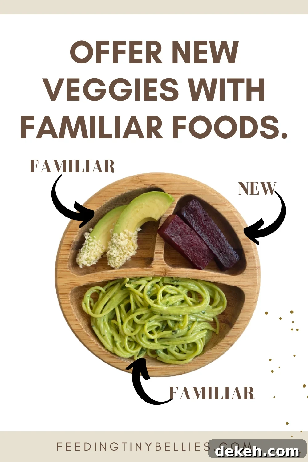 Offer new veggies with familiar foods.