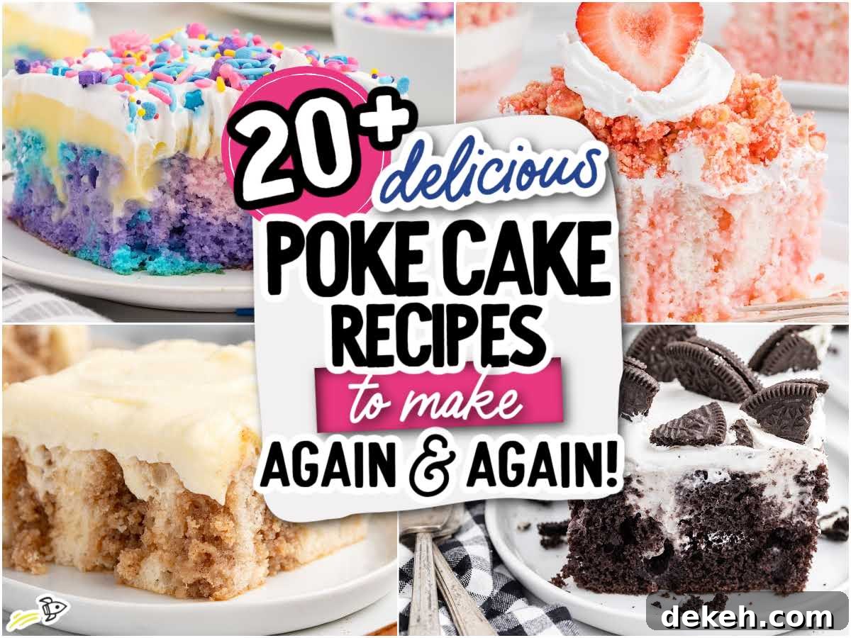 a collage of poke cake recipes
