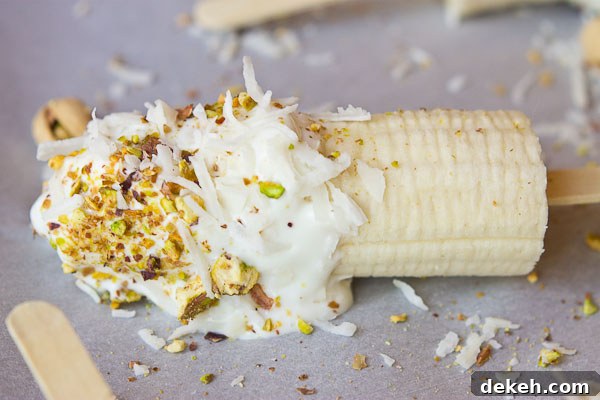 Banana Crunch Pop with pistachio and coconut coating
