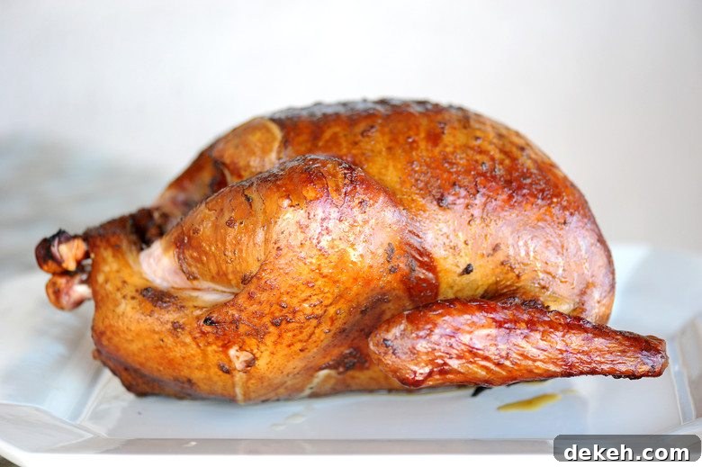 smoked turkey on white plate with white background
