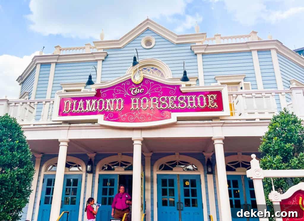 The Diamond Horseshoe entrance and sign.