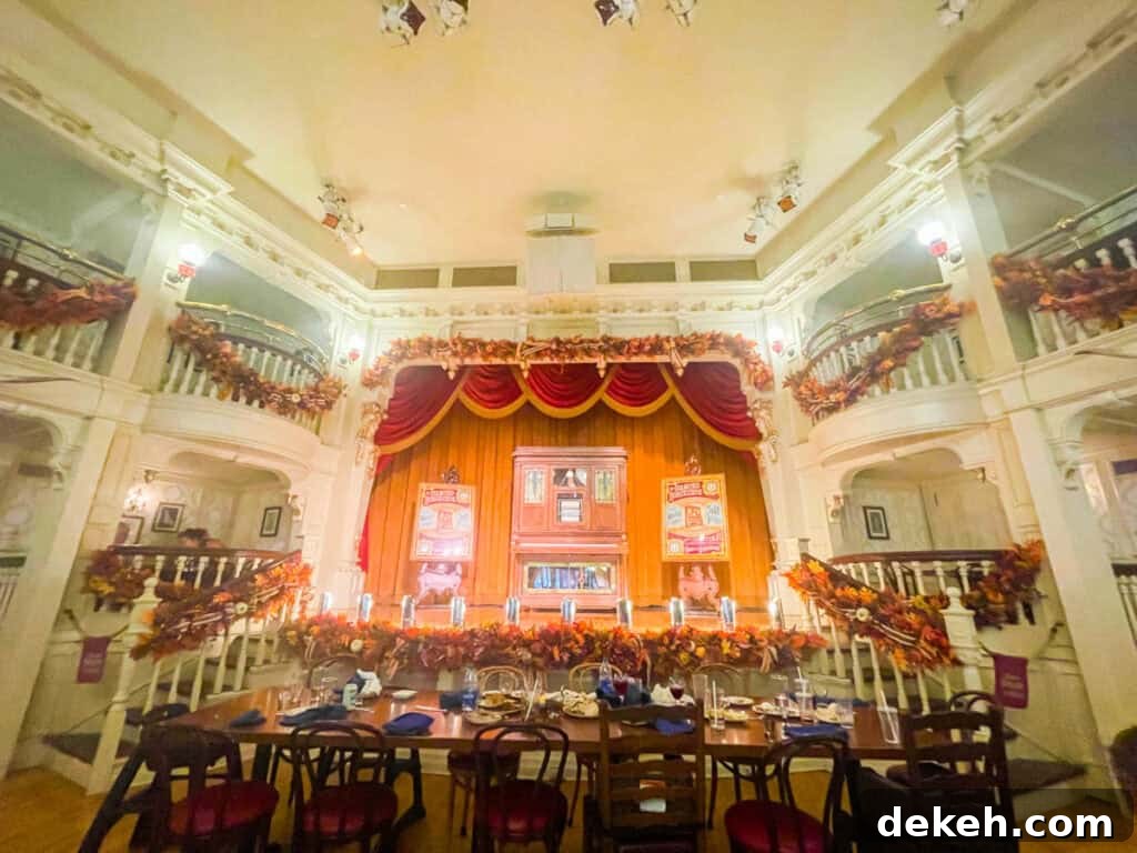stage with organ playing music during dinner.