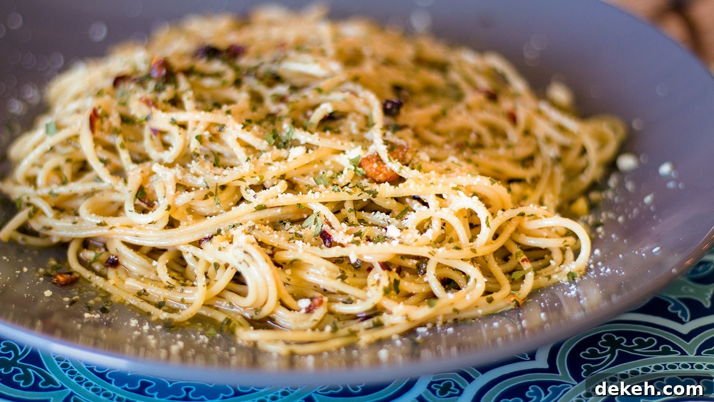 Aglio Olio Pasta on a plate