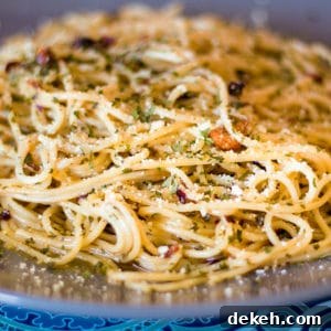 Aglio Olio Pasta on a plate