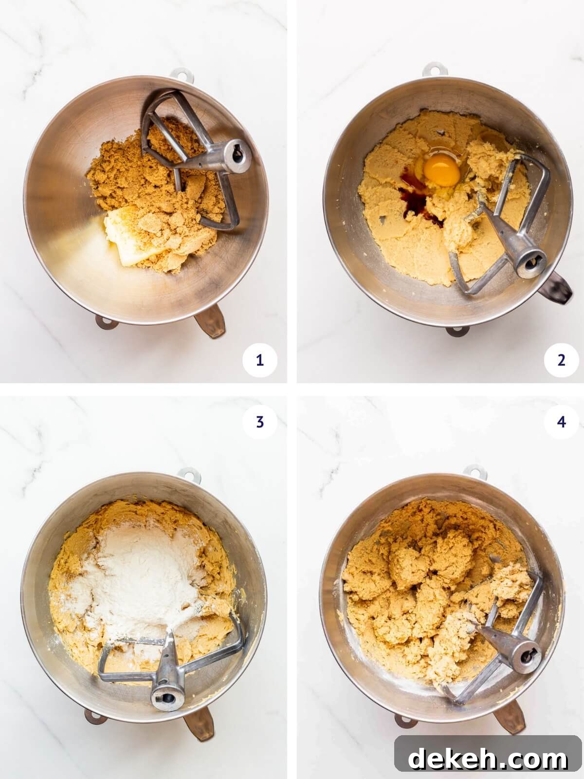 Mixing a batch of sugar cookie dough to make snickerdoodles.