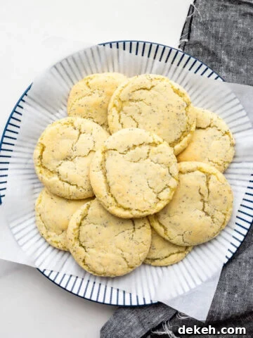 A plate of lemon poppy seed sugar cookies.