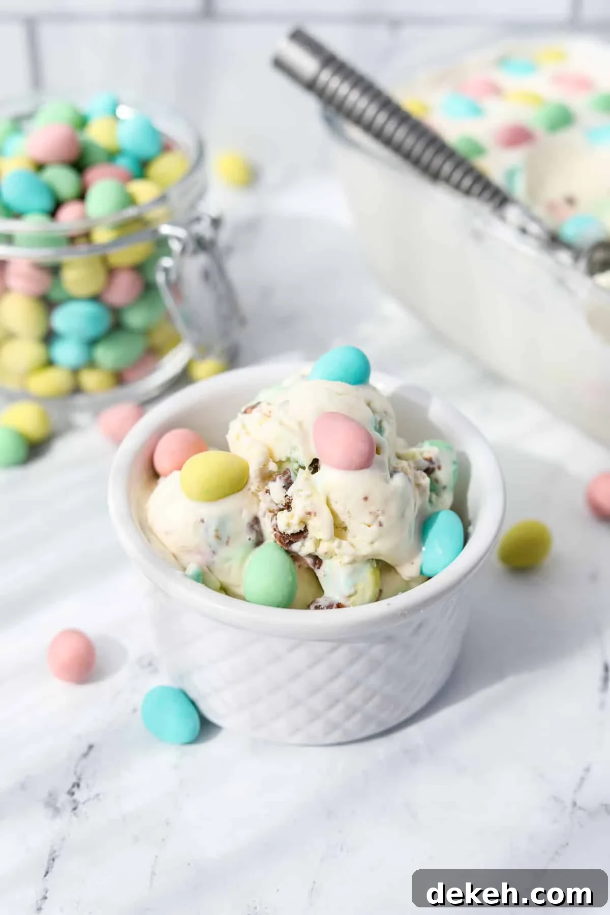 A bowl of ice cream that's made with Cadbury Mini Eggs.