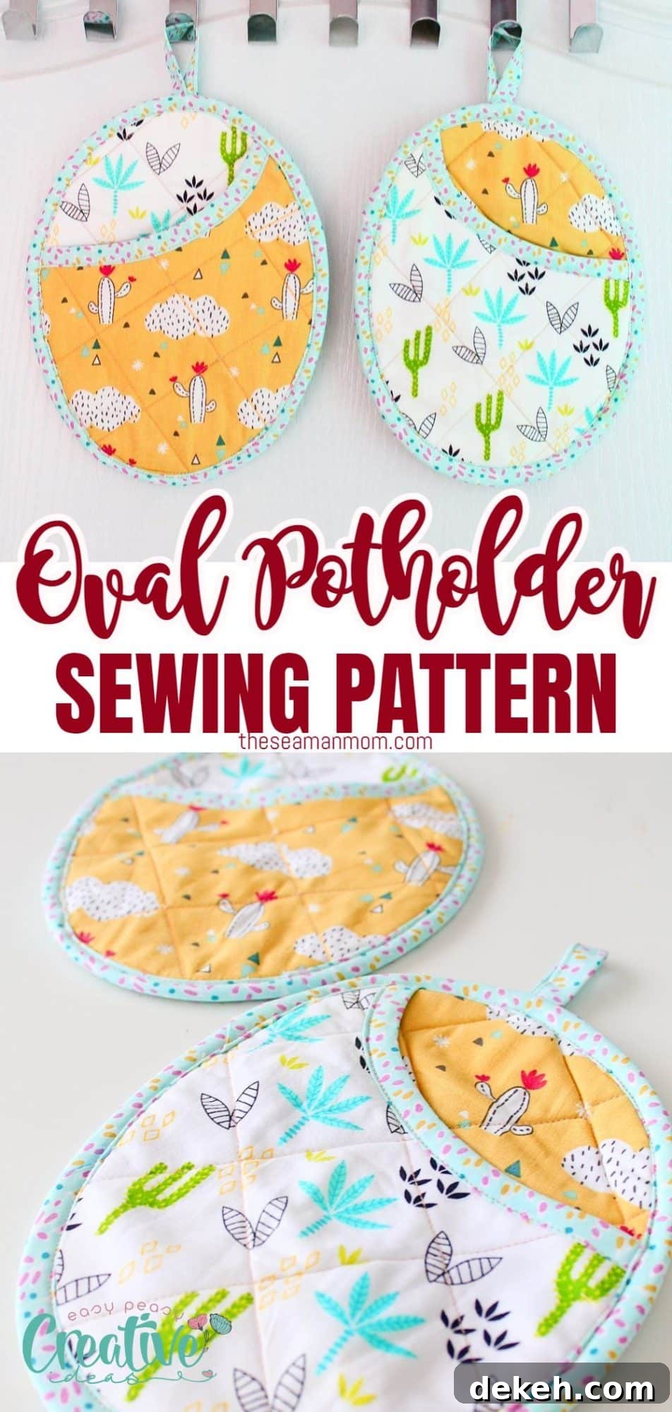 Photo collage of oval pocket pot holders