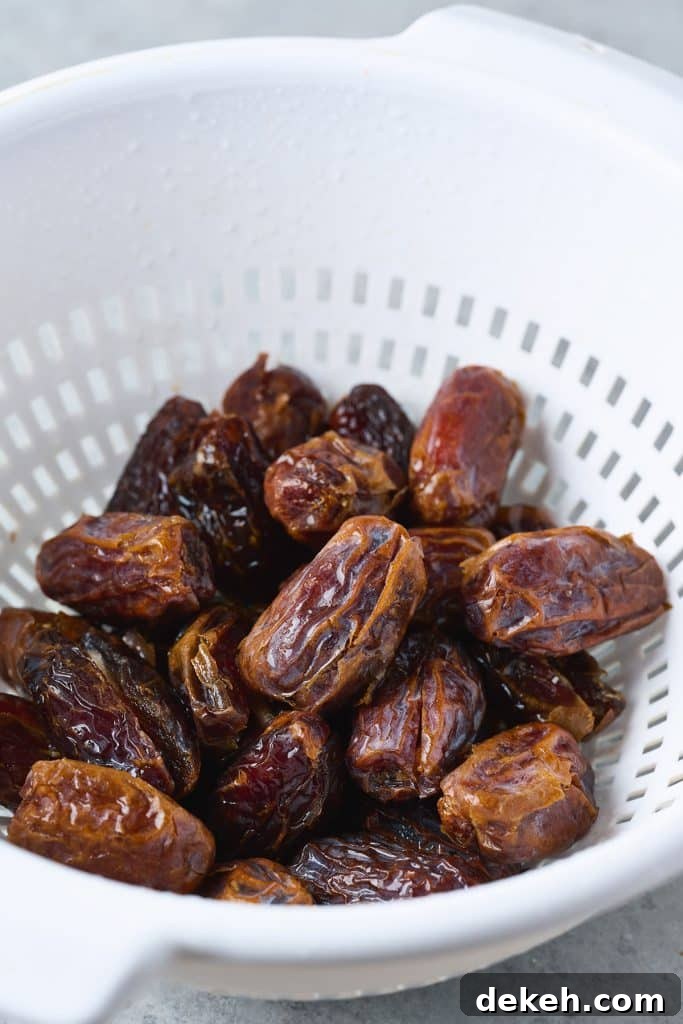 Dates in colander.