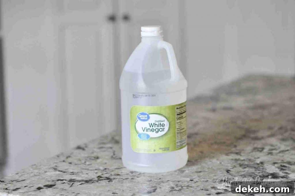 bottle of white vinegar.